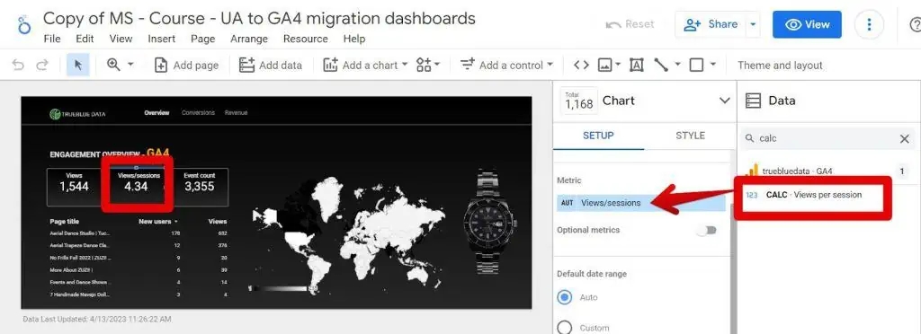 Replacing the metric with the calculated field